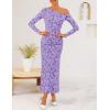 imageZESICA Womens Fall Floral Off Shoulder Bodycon Maxi Dresses 2025 Long Sleeve Ruched Elegant Cocktail Party DressPurple