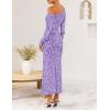 imageZESICA Womens Fall Floral Off Shoulder Bodycon Maxi Dresses 2025 Long Sleeve Ruched Elegant Cocktail Party DressPurple