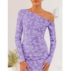 imageZESICA Womens Fall Floral Off Shoulder Bodycon Maxi Dresses 2025 Long Sleeve Ruched Elegant Cocktail Party DressPurple