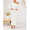 imageZESICA Womens Fall Floral Off Shoulder Bodycon Maxi Dresses 2025 Long Sleeve Ruched Elegant Cocktail Party DressWhite