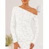imageZESICA Womens Fall Floral Off Shoulder Bodycon Maxi Dresses 2025 Long Sleeve Ruched Elegant Cocktail Party DressWhite