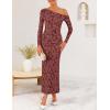 imageZESICA Womens Fall Floral Off Shoulder Bodycon Maxi Dresses 2025 Long Sleeve Ruched Elegant Cocktail Party DressWinered