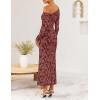 imageZESICA Womens Fall Floral Off Shoulder Bodycon Maxi Dresses 2025 Long Sleeve Ruched Elegant Cocktail Party DressWinered
