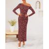 imageZESICA Womens Fall Floral Off Shoulder Bodycon Maxi Dresses 2025 Long Sleeve Ruched Elegant Cocktail Party DressWinered