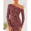 imageZESICA Womens Fall Floral Off Shoulder Bodycon Maxi Dresses 2025 Long Sleeve Ruched Elegant Cocktail Party DressWinered