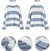 imageZESICA Womens Fall Long Sleeve Crew Neck Striped Color Block Comfy Loose Oversized Knitted Pullover SweaterBlue