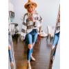 imageZESICA Womens Fall Long Sleeve Crew Neck Striped Color Block Comfy Loose Oversized Knitted Pullover SweaterGrey