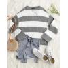 imageZESICA Womens Fall Long Sleeve Crew Neck Striped Color Block Comfy Loose Oversized Knitted Pullover SweaterGrey
