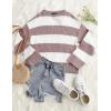 imageZESICA Womens Fall Long Sleeve Crew Neck Striped Color Block Comfy Loose Oversized Knitted Pullover SweaterPink