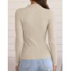 imageZESICA Womens Fall Long Sleeve Turtleneck T Shirt Ribbed Knit Sweater Slim Fit Basic Casual Tee TopsAlmond