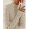 imageZESICA Womens Fall Long Sleeve Turtleneck T Shirt Ribbed Knit Sweater Slim Fit Basic Casual Tee TopsAlmond