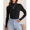 imageZESICA Womens Fall Long Sleeve Turtleneck T Shirt Ribbed Knit Sweater Slim Fit Basic Casual Tee TopsBlack