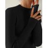 imageZESICA Womens Fall Long Sleeve Turtleneck T Shirt Ribbed Knit Sweater Slim Fit Basic Casual Tee TopsBlack