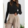 imageZESICA Womens Fall Long Sleeve Turtleneck T Shirt Ribbed Knit Sweater Slim Fit Basic Casual Tee TopsBlack