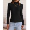 imageZESICA Womens Fall Long Sleeve Turtleneck T Shirt Ribbed Knit Sweater Slim Fit Basic Casual Tee TopsBlack