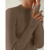 imageZESICA Womens Fall Long Sleeve Turtleneck T Shirt Ribbed Knit Sweater Slim Fit Basic Casual Tee TopsCamel