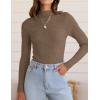 imageZESICA Womens Fall Long Sleeve Turtleneck T Shirt Ribbed Knit Sweater Slim Fit Basic Casual Tee TopsCamel