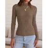 imageZESICA Womens Fall Long Sleeve Turtleneck T Shirt Ribbed Knit Sweater Slim Fit Basic Casual Tee TopsCamel