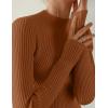 imageZESICA Womens Fall Long Sleeve Turtleneck T Shirt Ribbed Knit Sweater Slim Fit Basic Casual Tee TopsCaramel