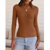 imageZESICA Womens Fall Long Sleeve Turtleneck T Shirt Ribbed Knit Sweater Slim Fit Basic Casual Tee TopsCaramel