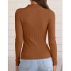 imageZESICA Womens Fall Long Sleeve Turtleneck T Shirt Ribbed Knit Sweater Slim Fit Basic Casual Tee TopsCaramel