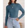 imageZESICA Womens Fall Long Sleeve Turtleneck T Shirt Ribbed Knit Sweater Slim Fit Basic Casual Tee TopsDarkblue