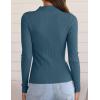 imageZESICA Womens Fall Long Sleeve Turtleneck T Shirt Ribbed Knit Sweater Slim Fit Basic Casual Tee TopsDarkblue