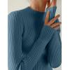 imageZESICA Womens Fall Long Sleeve Turtleneck T Shirt Ribbed Knit Sweater Slim Fit Basic Casual Tee TopsDarkblue