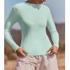 imageZESICA Womens Fall Long Sleeve Turtleneck T Shirt Ribbed Knit Sweater Slim Fit Basic Casual Tee TopsMint