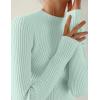 imageZESICA Womens Fall Long Sleeve Turtleneck T Shirt Ribbed Knit Sweater Slim Fit Basic Casual Tee TopsMint