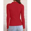 imageZESICA Womens Fall Long Sleeve Turtleneck T Shirt Ribbed Knit Sweater Slim Fit Basic Casual Tee TopsRed