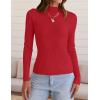 imageZESICA Womens Fall Long Sleeve Turtleneck T Shirt Ribbed Knit Sweater Slim Fit Basic Casual Tee TopsRed