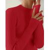 imageZESICA Womens Fall Long Sleeve Turtleneck T Shirt Ribbed Knit Sweater Slim Fit Basic Casual Tee TopsRed