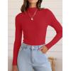 imageZESICA Womens Fall Long Sleeve Turtleneck T Shirt Ribbed Knit Sweater Slim Fit Basic Casual Tee TopsRed