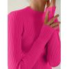 imageZESICA Womens Fall Long Sleeve Turtleneck T Shirt Ribbed Knit Sweater Slim Fit Basic Casual Tee TopsRose