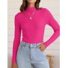 imageZESICA Womens Fall Long Sleeve Turtleneck T Shirt Ribbed Knit Sweater Slim Fit Basic Casual Tee TopsRose
