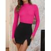 imageZESICA Womens Fall Long Sleeve Turtleneck T Shirt Ribbed Knit Sweater Slim Fit Basic Casual Tee TopsRose