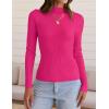 imageZESICA Womens Fall Long Sleeve Turtleneck T Shirt Ribbed Knit Sweater Slim Fit Basic Casual Tee TopsRose