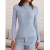 imageZESICA Womens Fall Long Sleeve Turtleneck T Shirt Ribbed Knit Sweater Slim Fit Basic Casual Tee TopsSky