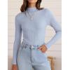imageZESICA Womens Fall Long Sleeve Turtleneck T Shirt Ribbed Knit Sweater Slim Fit Basic Casual Tee TopsSky