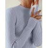 imageZESICA Womens Fall Long Sleeve Turtleneck T Shirt Ribbed Knit Sweater Slim Fit Basic Casual Tee TopsSky