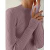 imageZESICA Womens Fall Long Sleeve Turtleneck T Shirt Ribbed Knit Sweater Slim Fit Basic Casual Tee TopsTaro