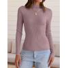 imageZESICA Womens Fall Long Sleeve Turtleneck T Shirt Ribbed Knit Sweater Slim Fit Basic Casual Tee TopsTaro