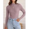 imageZESICA Womens Fall Long Sleeve Turtleneck T Shirt Ribbed Knit Sweater Slim Fit Basic Casual Tee TopsTaro
