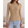 imageZESICA Womens Fall Long Sleeve Turtleneck T Shirt Ribbed Knit Sweater Slim Fit Basic Casual Tee TopsToffee