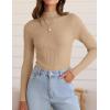 imageZESICA Womens Fall Long Sleeve Turtleneck T Shirt Ribbed Knit Sweater Slim Fit Basic Casual Tee TopsToffee