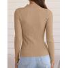 imageZESICA Womens Fall Long Sleeve Turtleneck T Shirt Ribbed Knit Sweater Slim Fit Basic Casual Tee TopsToffee