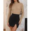 imageZESICA Womens Fall Long Sleeve Turtleneck T Shirt Ribbed Knit Sweater Slim Fit Basic Casual Tee TopsToffee
