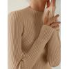 imageZESICA Womens Fall Long Sleeve Turtleneck T Shirt Ribbed Knit Sweater Slim Fit Basic Casual Tee TopsToffee