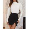 imageZESICA Womens Fall Long Sleeve Turtleneck T Shirt Ribbed Knit Sweater Slim Fit Basic Casual Tee TopsWhite